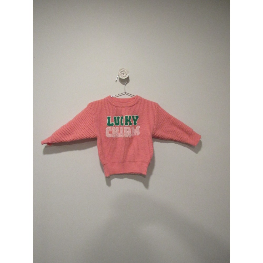 Spearmintlove Pink Wool Lucky Charm Knit Sweater 6-12M Preppy Graphic Pullover